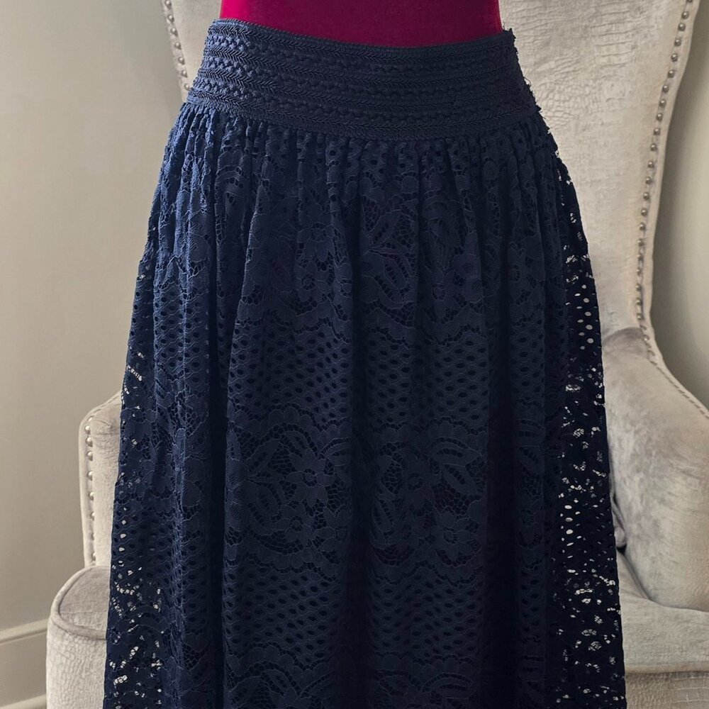 Navy Blue Lace Skirt